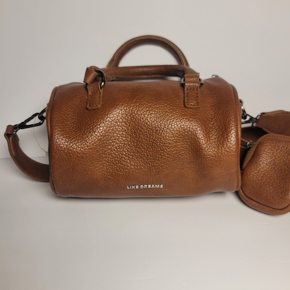 LIKE DREAMS Brown Faux Leather Mini Satchel Crossbody Bag Purse Coin Pouch - Picture 5 of 7